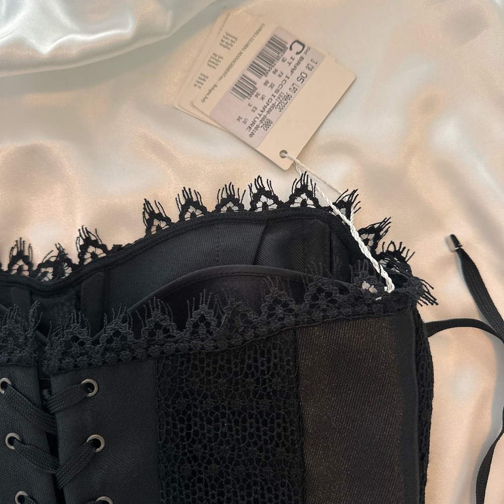 New La Perla Silk Black Lace Bustier Top - Picture 11 of 15